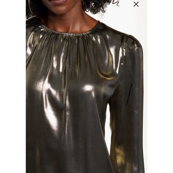 Wayf Josaline Metallic Long Sleeve Blouse Size Medium M Shimmering - Picture 15 of 16